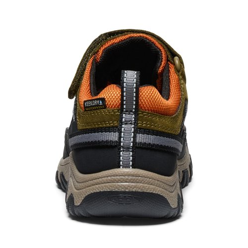KEEN Unisex-Child Targhee 4 Low Height Durable Comfortable Waterproof Hiking Shoes, Dark Olive/Gold Flame, 3