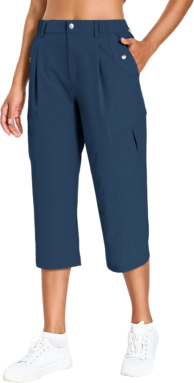 Skiennix Women's Cargo Capris - Lightweight Quick-Dry Hiking Pants | Water-Resistant with 6 Pockets