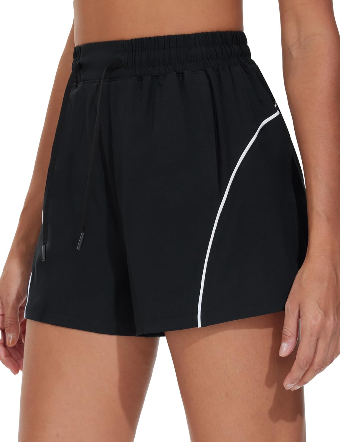 The Gym People Women's High Waist Running Shorts - Lightweight, Loose Fit with Pockets for Yoga & Workouts