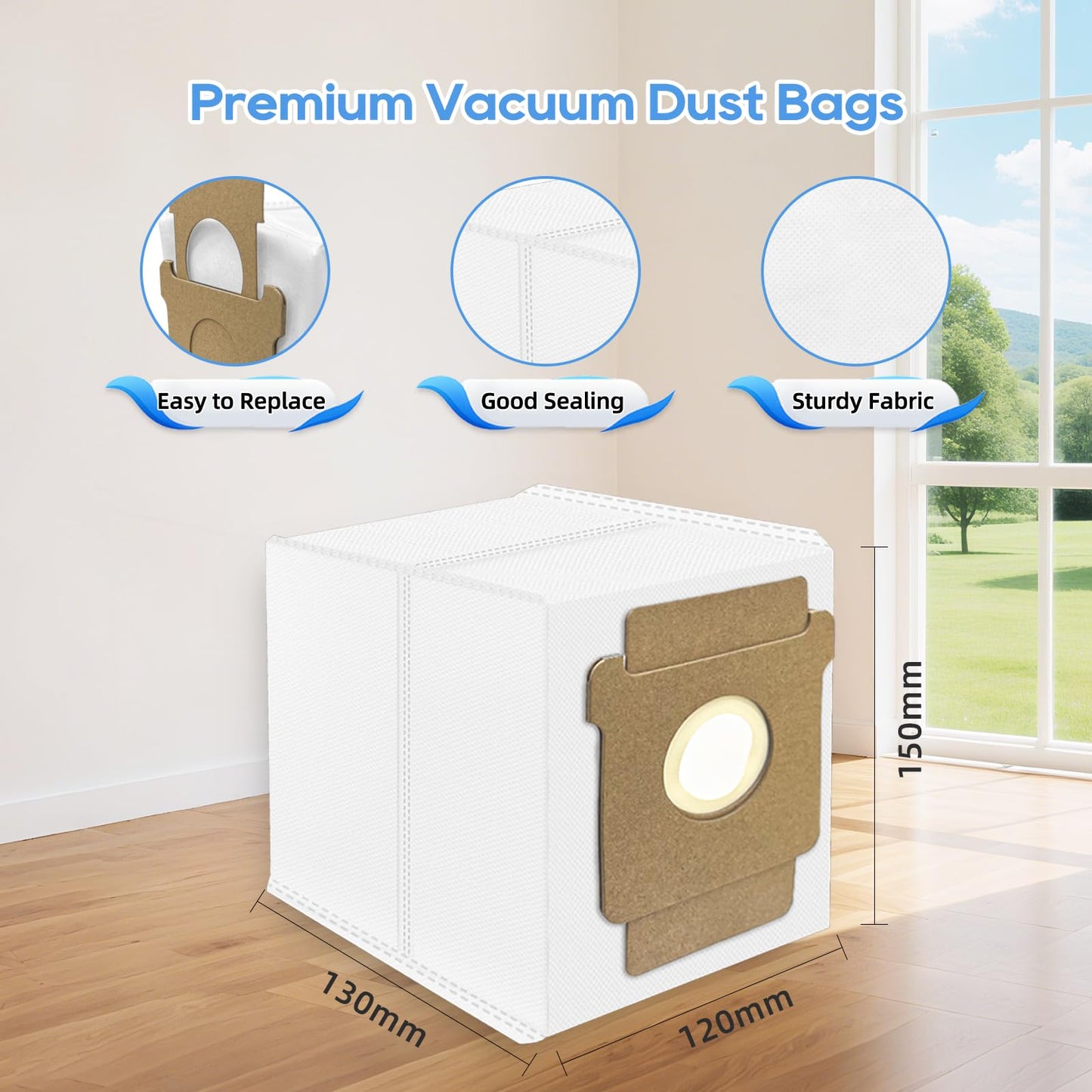 Dust Bags Compatible For iRobot Roomba Essential Vac 2 Q0520, 105 Vac / 104/105 Combo, Plus 405 (G181) (G185) / 505 Combo / 504 Vac, Max 705 Vac Robot Vacuum Cleaner, 6 Pcs