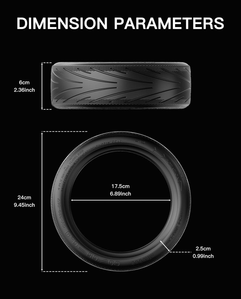 10 Inch Scooter Tire Tubeless Outer Tyre Compatible with Ninebot by Segway E2 Pro KickScooter, 60/65-6.9 Non-Slip Self-healing E2 Pro Scooter Rear Tire Original Accessories