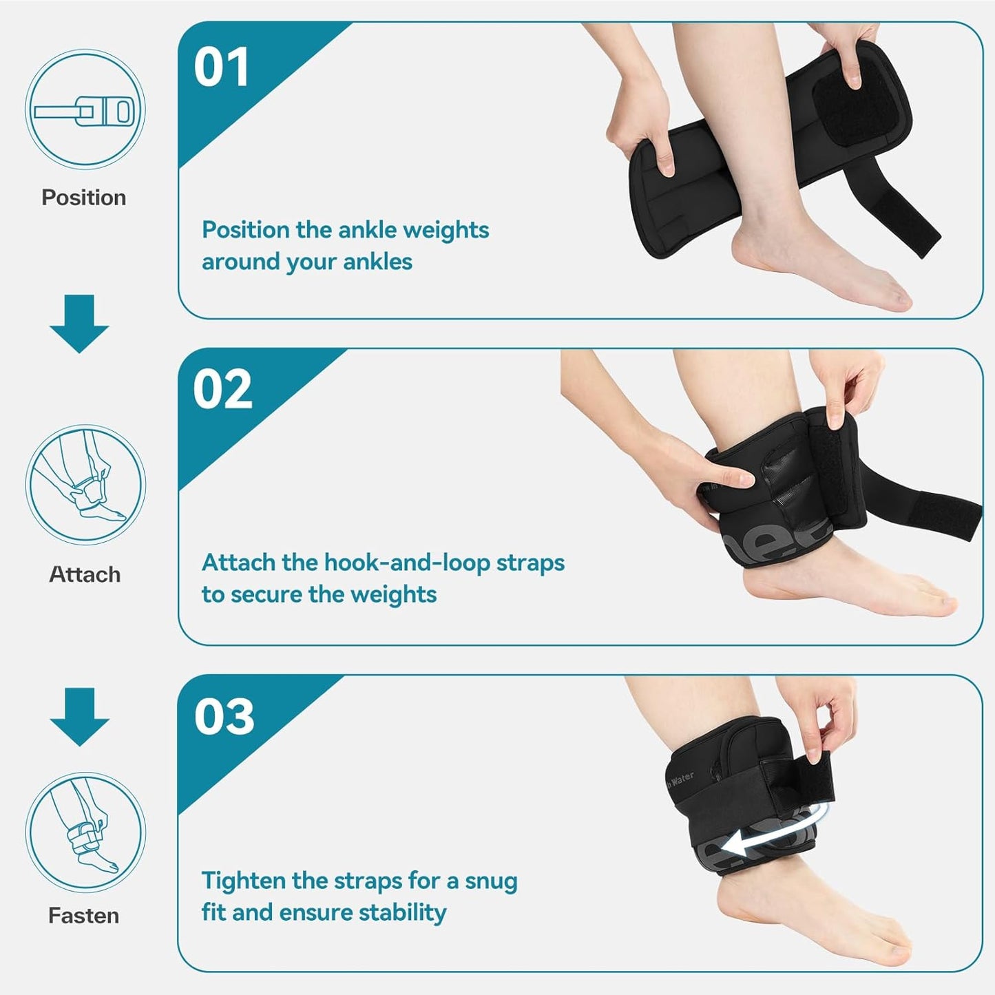 Sportneer Ankle Weights - Comfortable 4/10 lbs Pair for Strength Training, Running & Fitness