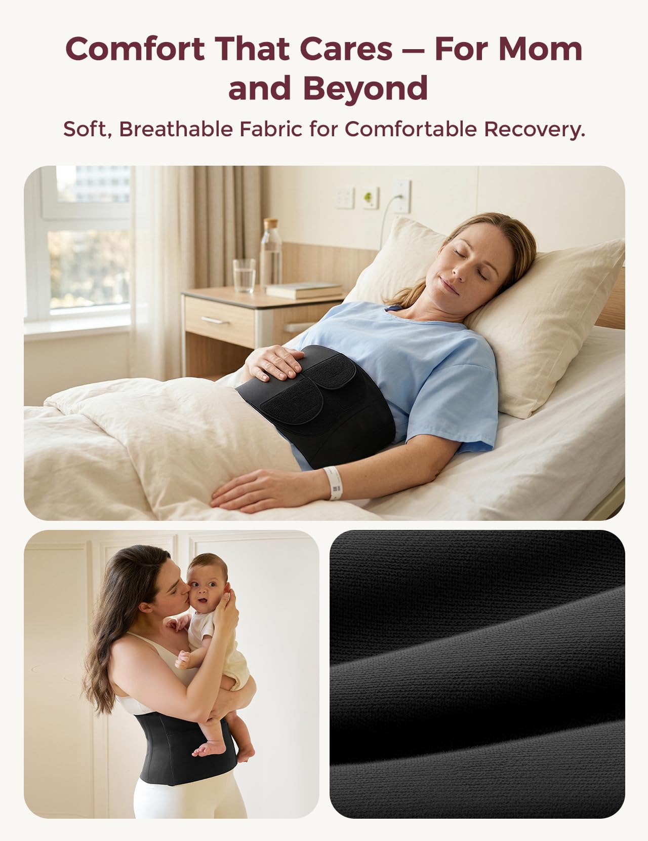 Momcozy Ergowrap Abdominal Binder Postpartum, Post Surgery Belly Binder with 3D Lifting & Back Support, 9" Tummy Tuck Compression Garment