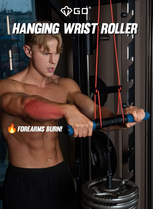 GD Hanging Wrist Roller | Forearm Blaster for Strength Training & Injury Prevention - Muscle Building Tool