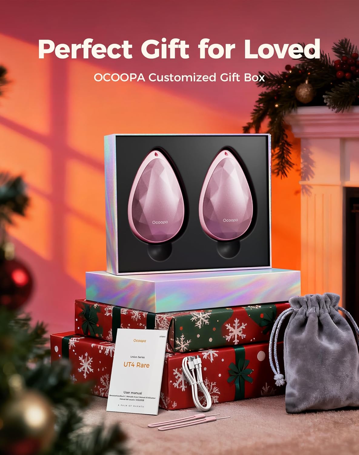 OCOOPA Rechargeable Hand Warmers - Stylish Diamond-Shape Electric Pocket Heater | 2 Pack for Hiking & Camping