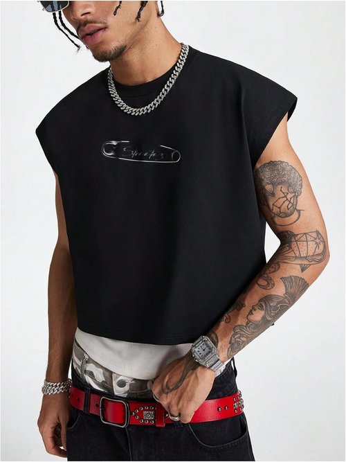 GORGLITTER Men's Crop Vest Top - Stylish Dolman Sleeve T-Shirt | Comfortable Loose Fit Pullover