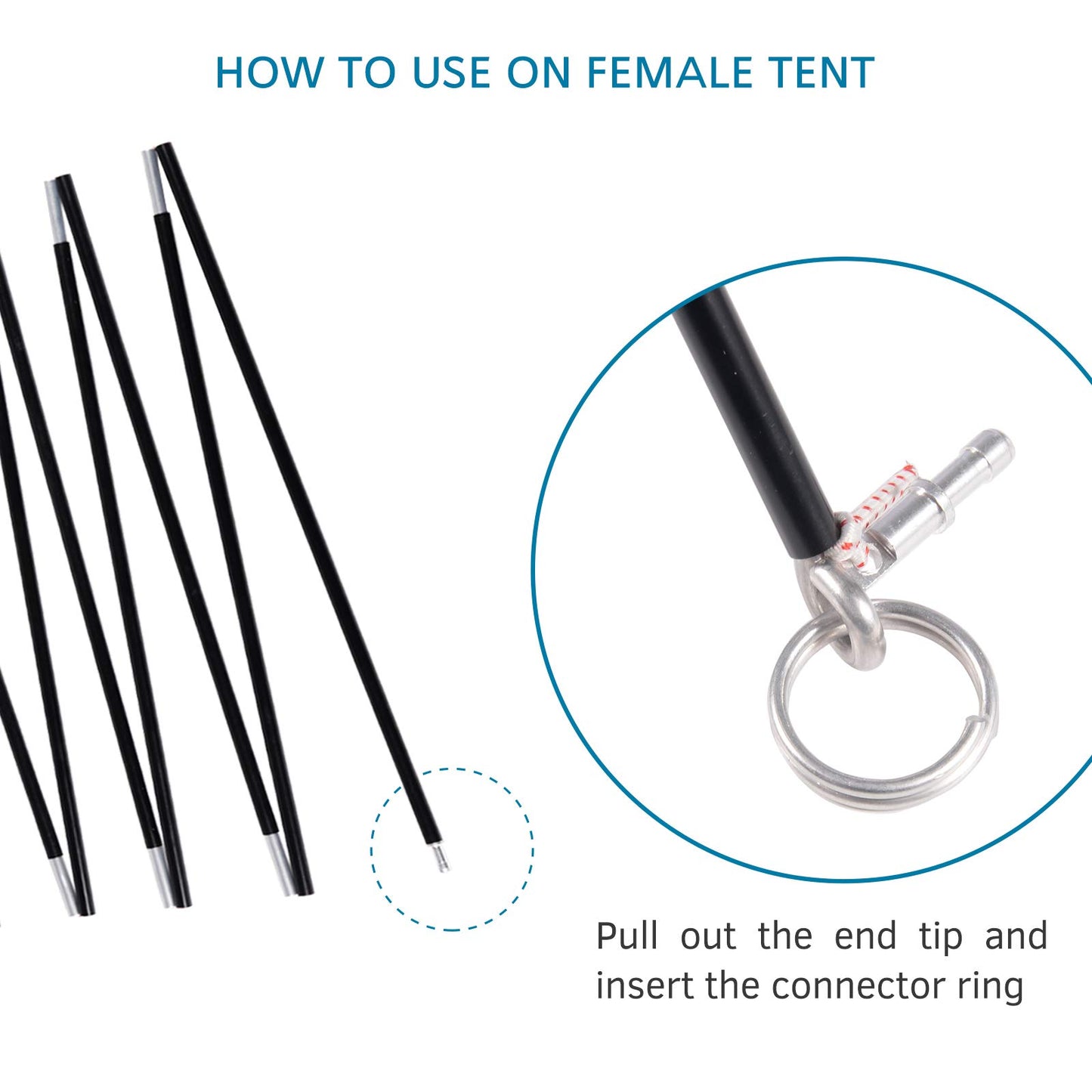 BRILLIANCE4U Pre-Assembled Aluminum Tent Pole 12ft 1.4in 8.5mm, Lightweight Tent Poles Replacement, 7001 T6 Heated Aluminum Alloy, Outer Dia. 0.33" 2 Poles Pack