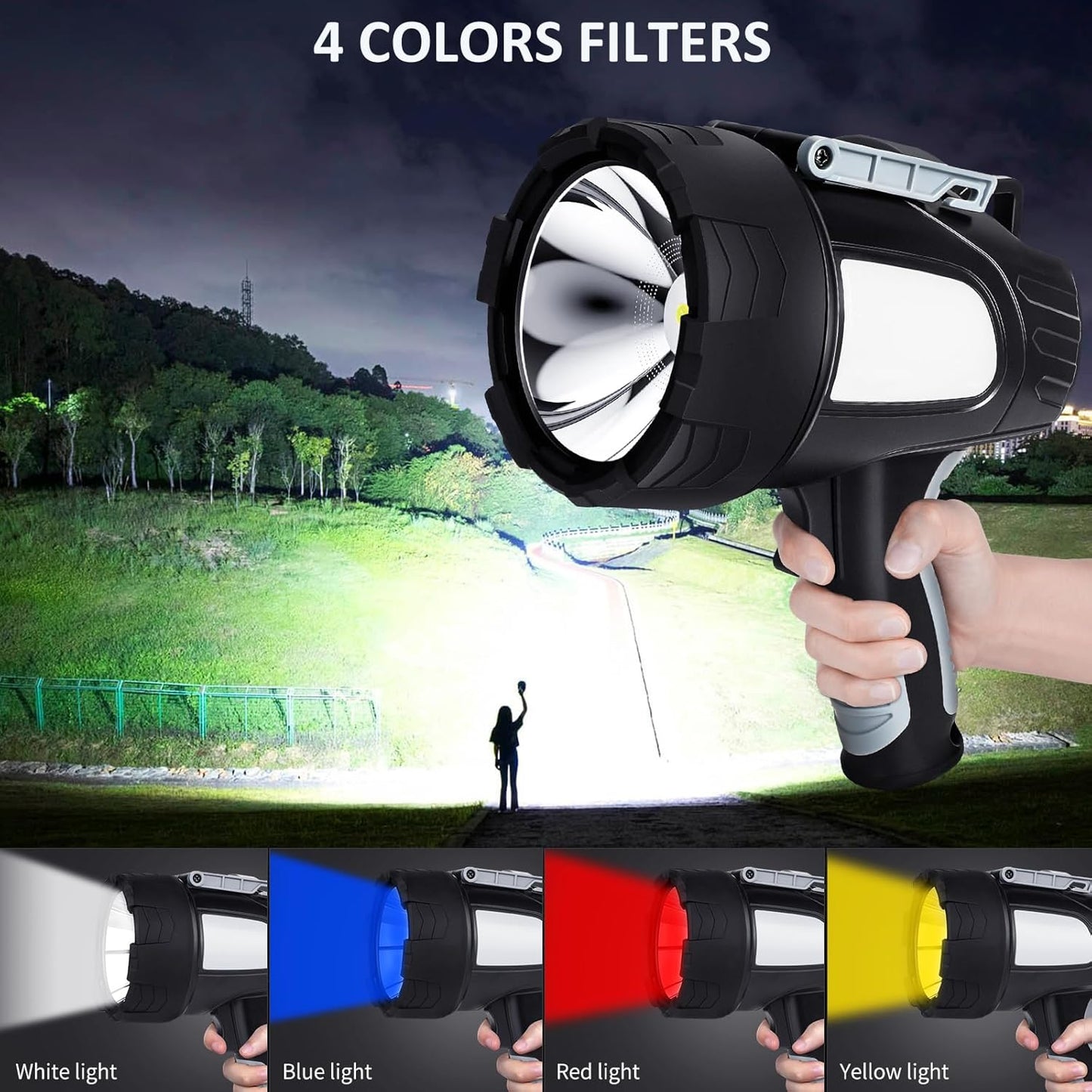 99,000 Lumen Rechargeable LED Spotlight with Tripod | 6 Modes & 30H Runtime for Outdoor Adventures
