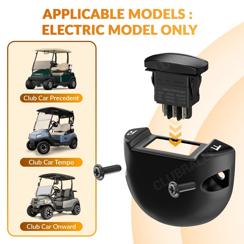 CLUBRALLY Golf Cart Forward Reverse Rocker Switch and Housing Kit, Fit for Electric Club Car Precedent, Tempo, Onward, OEM#101856002, 102508401
