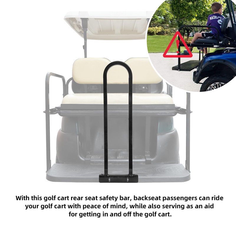 Roykaw Golf Cart Rear Seat Grab Bar Safety Bar Compatible with Club Car, EZGO, Yamaha, Universal Golf Cart Handle Grab for Back Seat, Heavy Duty Rear Seat Hand Rail