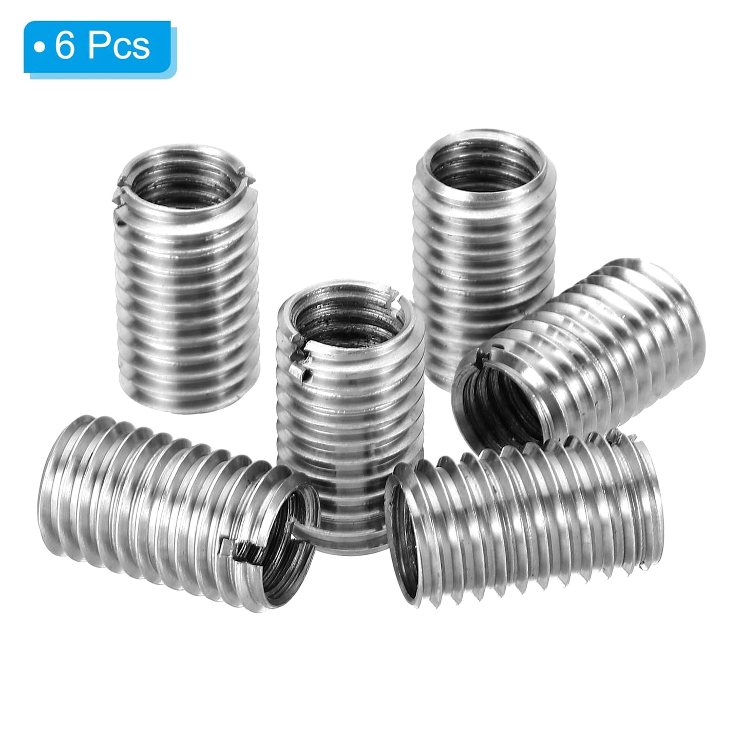 PATIKIL Thread Adapters Sleeve Reducing Nut, 6 Pcs M12*1.75 Male to M10*1.5 Female Repairing Insert Nut Screw Reducer Conversion Stainless Steel Fastener 20mm