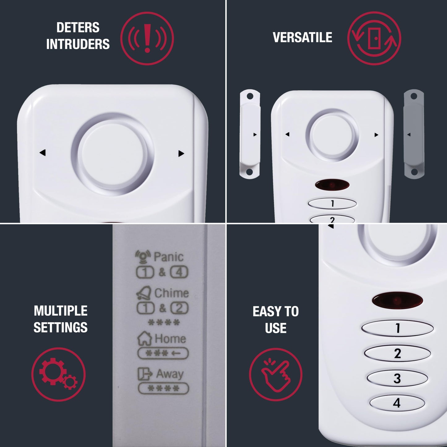 Sabre Elite Wireless Door Alarm with Exit/Entry Delay Mode, Home Mode & Keypad, Deters Intruders w/ 120dB Alarm Heard Up to 1,500 ft, Versatile Settings, Works on Both Left & Right Side Opening Doors