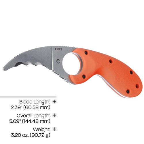CRKT Bear Claw Emergency Rescue Fixed Blade Knife with Sheath: Hawkbill with AUS 8 Steel Blade, Glass-Reinforced Nylon Handle, 2511ER