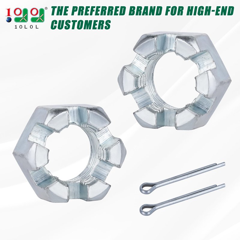 10L0L 2 Set Golf Cart Hexagon Slotted Nut & Pinning,Hexagon Nuts Kits for EZGO TXT 1976-Up Replacement Part 5/8-1815483-G1/612928 3010387-G1
