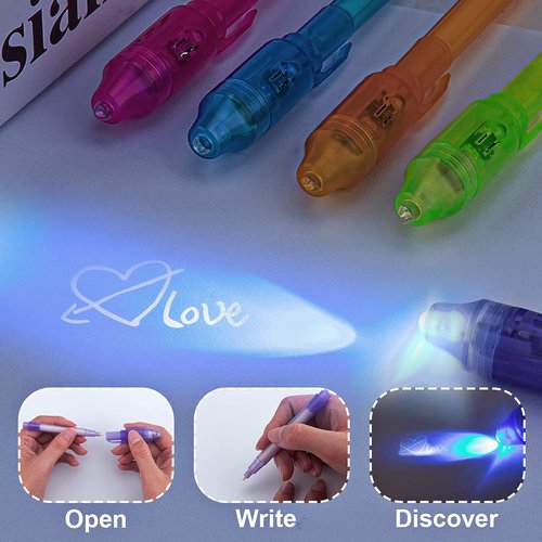 Invisible Spy Ink Pen Set - 5 Pack with UV Light | Fun Party Favors for Kids 8-12, Perfect for Stocking Stuffers