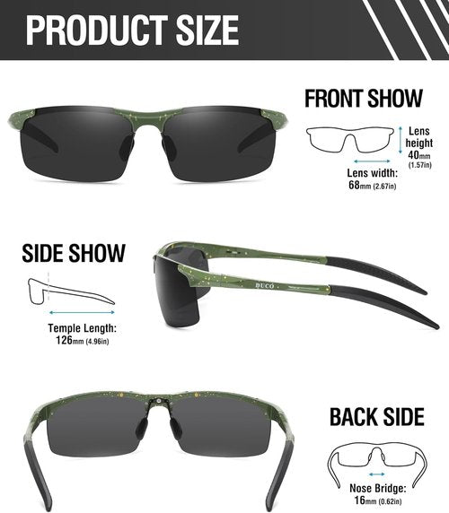 DUCO Men's Polarized Sports Sunglasses - UV Protection | Lightweight & Stylish 8177S