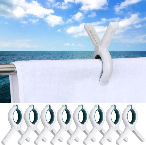 Hushee Marine Boat Rail Towel Clips - Storm-Proof Large Organizer for Pontoon & Beach | 8 Pack