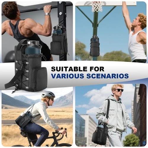 Magnetic Gym Bag Water Bottle Holder for Men and Women, Upgraded Magnetic Gym Bag, Water Bottle Holder With Strap (Black)