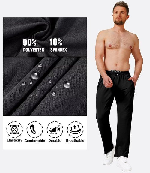 Lomsoe Men's Athletic Pants - Lightweight Workout Sweat Pants with Zip Pockets | 3 Pack
