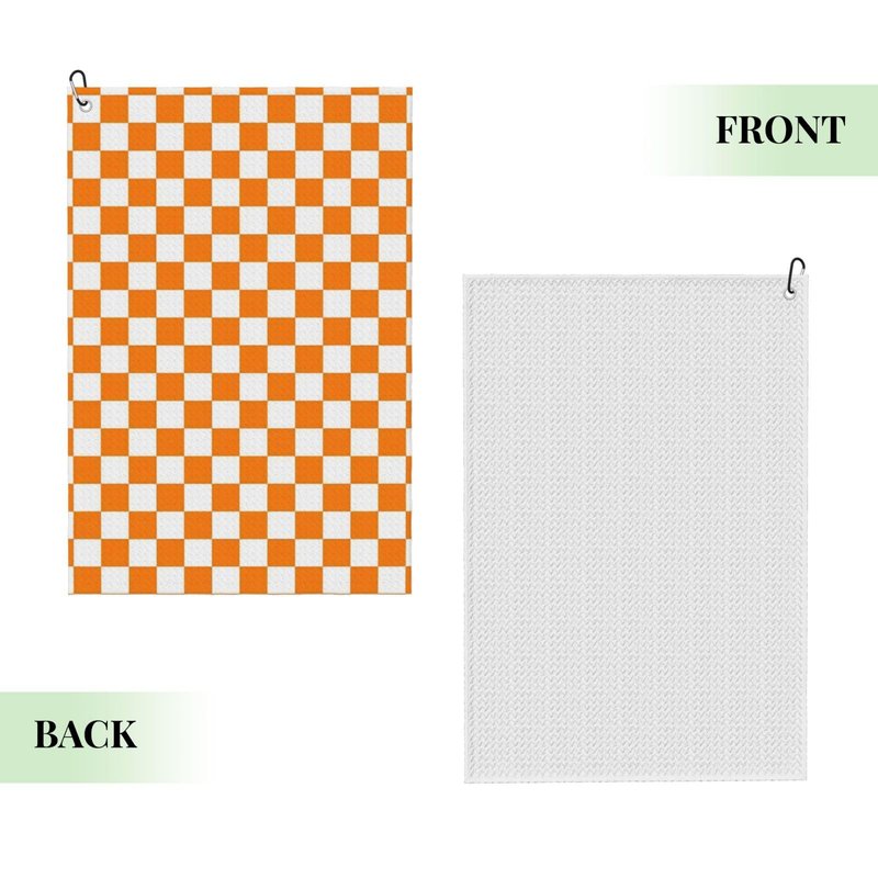 Ylcavgz Orange White Checkered Pattern Golf Towels, Ultra-Fine Fiber Premium Towels, Men's and Women's Golf Gifts