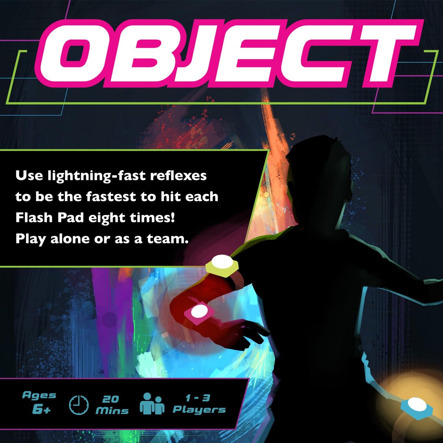 MindWare Flex Flash Reflex Training Game for Kids & Adults – Fast-Paced Reaction Speed Game with Wearable Light-Up Pads, 1–3 Players, Ages 6+