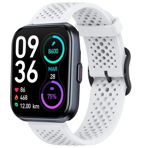 Lamshaw ID208 Plus, IDW13, IDW16, IDW17, IDW19, IDW20, IDW21, IDW23, IDW25, IDW26 Smartwatch Bands, Sport Strap Watchband Compatible for Quican, aeac, WMK ID208 Plus 1.8 Inches Smart Watch (White)