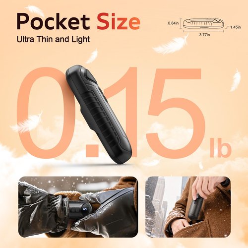 Hand Warmers Rechargeable 2 Pack, 6000mAh Electric Hand Warmers, 5-Settings, Portable Pocket Heater, Great for Men Women Kids, sutable for Outdoors Office Travel Hunting (Black)