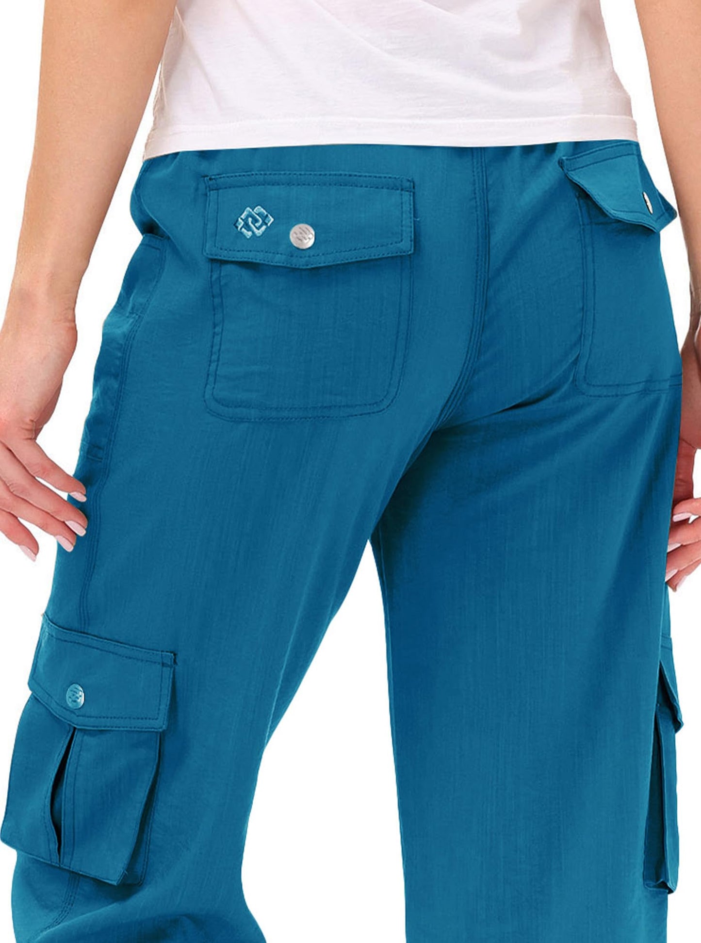 MoFiz Capri Pants for Women Cargo Hiking Pants Lightweight Women's Capris Summer Casual Travel Blue 4XL