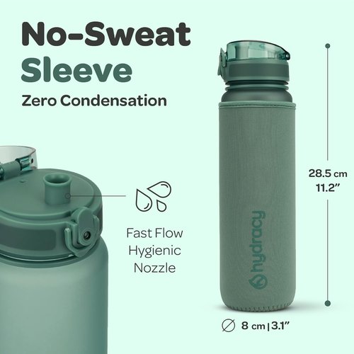 Hydracy Water Bottle - Large BPA-Free Gym Bottle with Time Marker & Fruit Infuser | Leak-Proof Design
