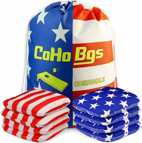 CoHoBgs Cornhole Bags Set - Professional Dual-Sided Slick & Stick Resin-Filled Bean Bags | Includes Carry Case