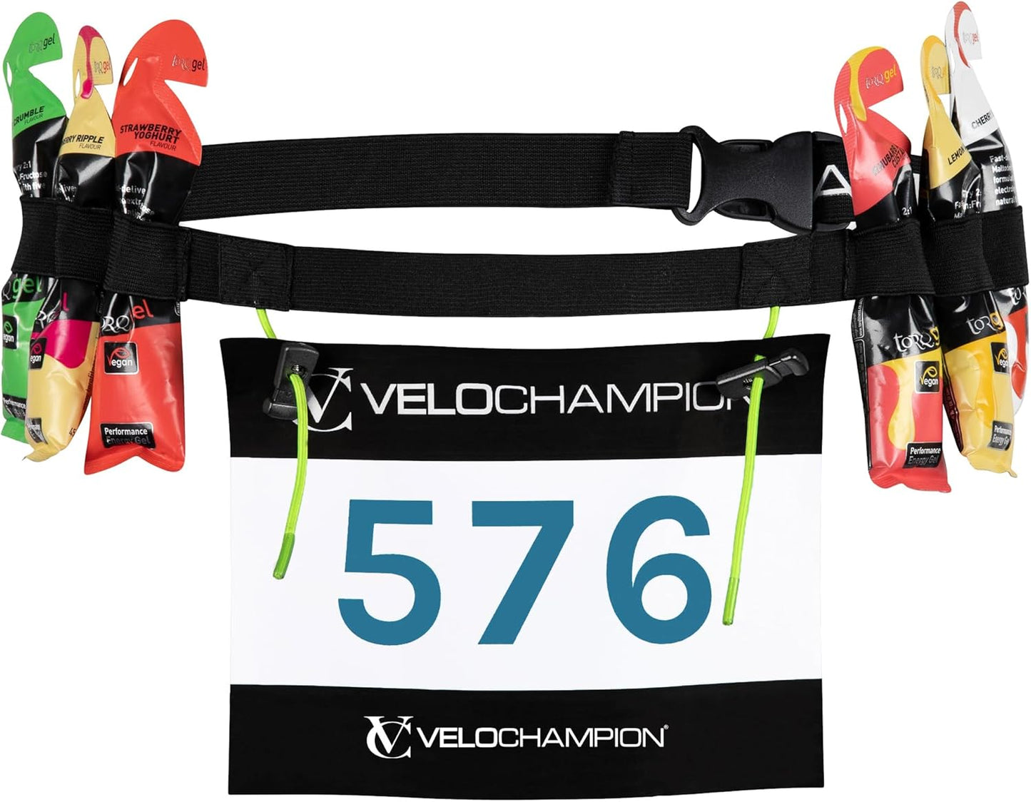 VeloChampion Lightweight Running Belt - Elasticated Fit with 6 Energy Gel Loops | No Pins Needed