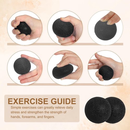 PATIKIL Hand Exercise Ball, 2 Pcs Squeeze Balls Stress Ball for Adults Grip Strengthening Occupational Equipment for Finger Wrist Strength, Black