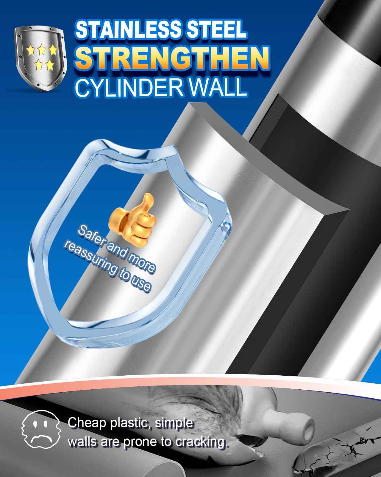 Stainless Steel Toilet Plunger, Air Drain Blaster, Drain Clog Remover Tool, High Pressure Drain Blaster Gun with Visual Barometer, Suitable for Sink, Bathroom, Kitchen, Toilet, Shower, Clogged Pipe