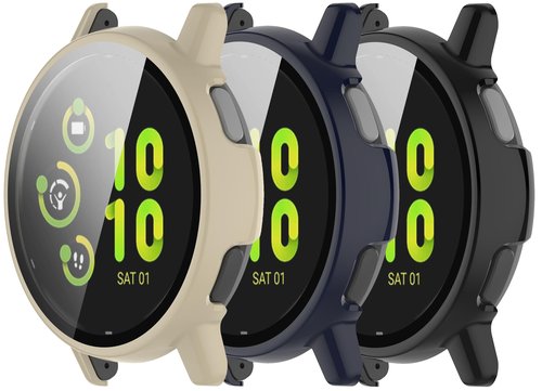 Screen Protector Compatible with Garmin Vivoactive 5 Case 42mm Scratched Full Protection (Black+Nave Blue+Beige)