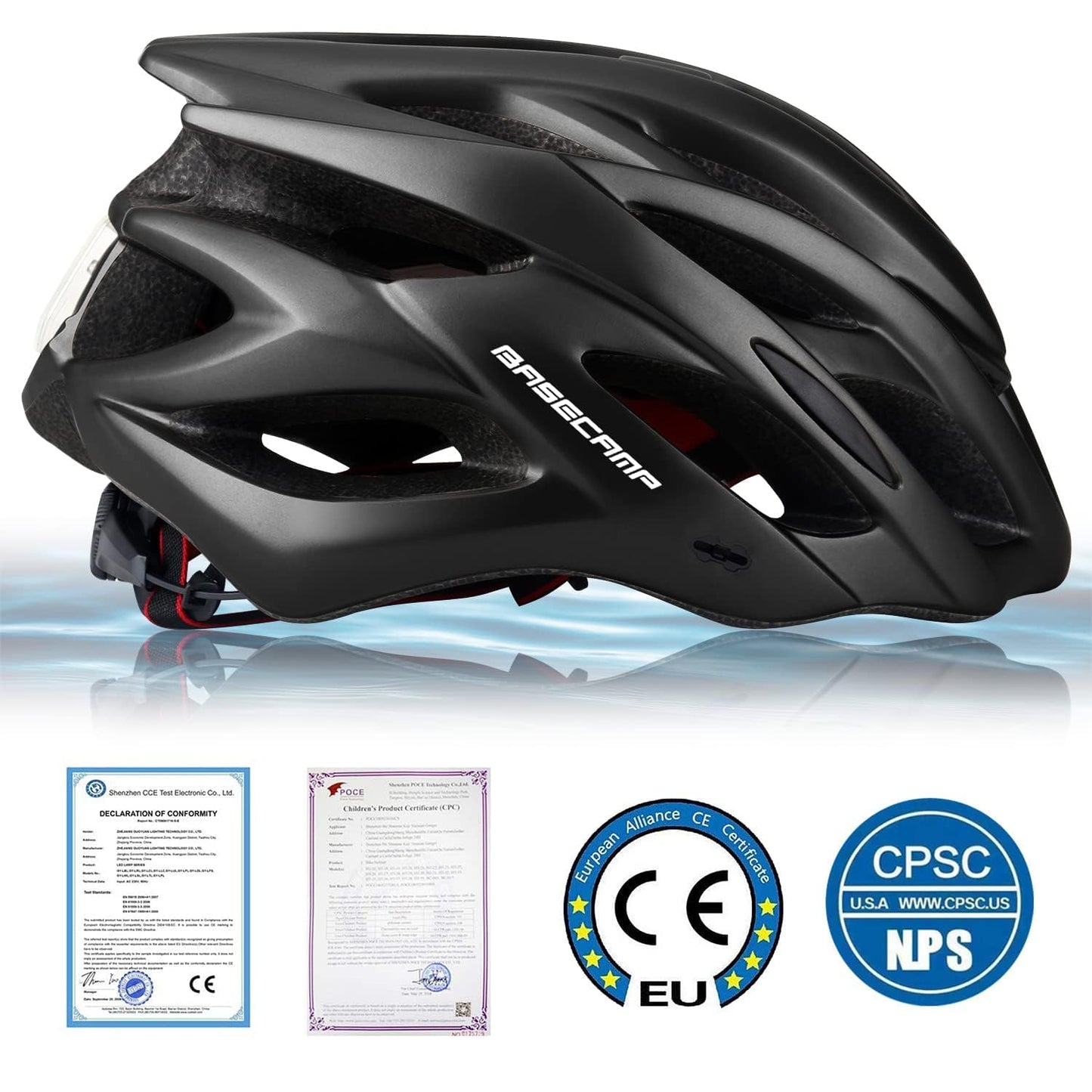 Basecamp Bike Helmet for Women Men with LED Safety Light Removable Sun Visor Lightweight Bicycle Helmet Adjustable Breathable Mountain & Road Cycling Helmets for Adult