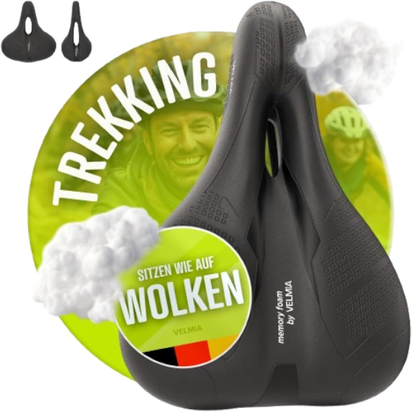 VELMIA Bicycle Saddle - Ergonomic Waterproof Seat for Men & Women - 3 Zone Comfort Design