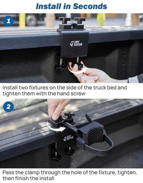 JOYTUTUS Truck Bed Bike Rack Mount, Bike Rack for Pickup Truck Bed, No Remove Tire, Anti-Wobble Bike Holder, Strengthen Metal Bicycle Mount