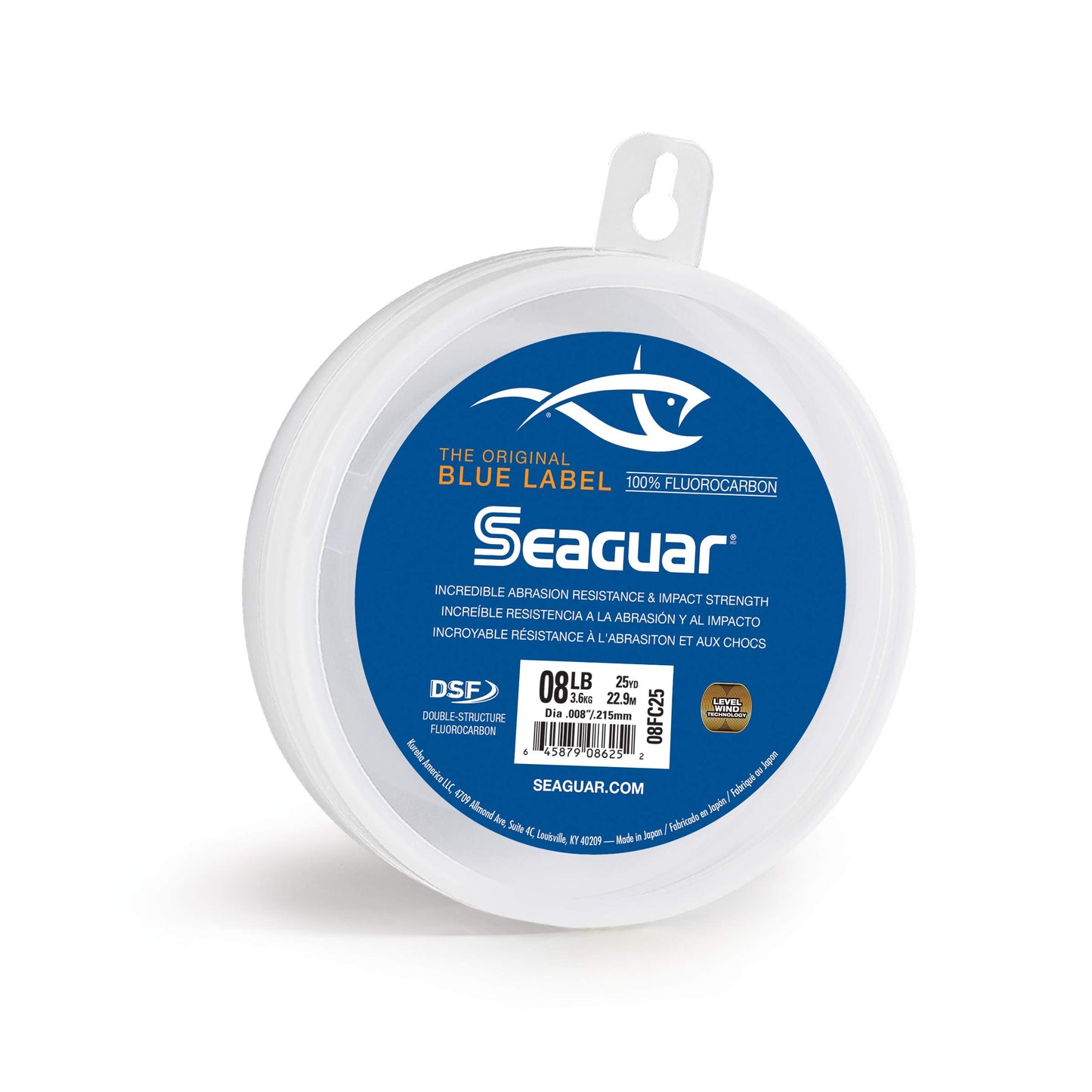 Seaguar Blue Label 100% Flourocarbon Fishing Line (DSF), 8lbs, 25yds Break Strength/Length - 08FC25