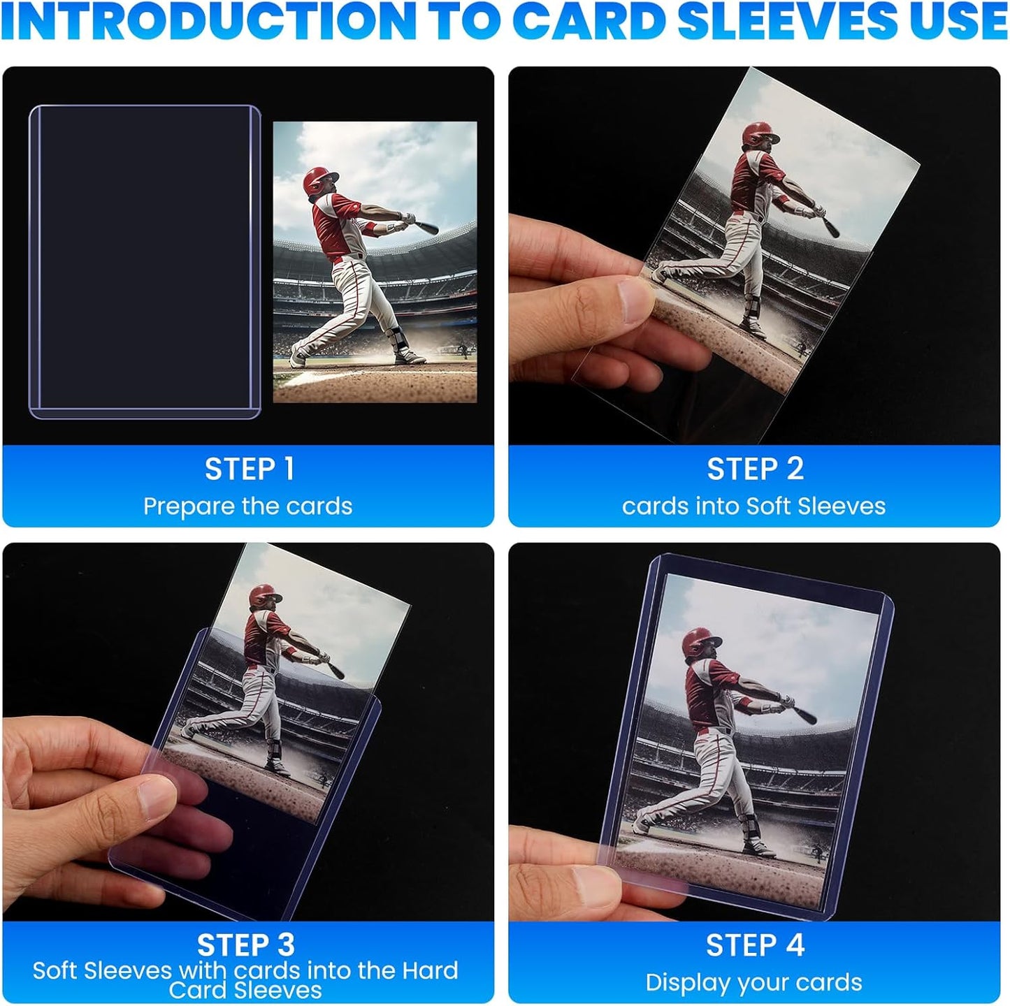 Skiennix 600 Card Sleeves - Hard Plastic Toploaders with 300 Penny Sleeves | 3" x 4" Baseball & Trading Card Protectors