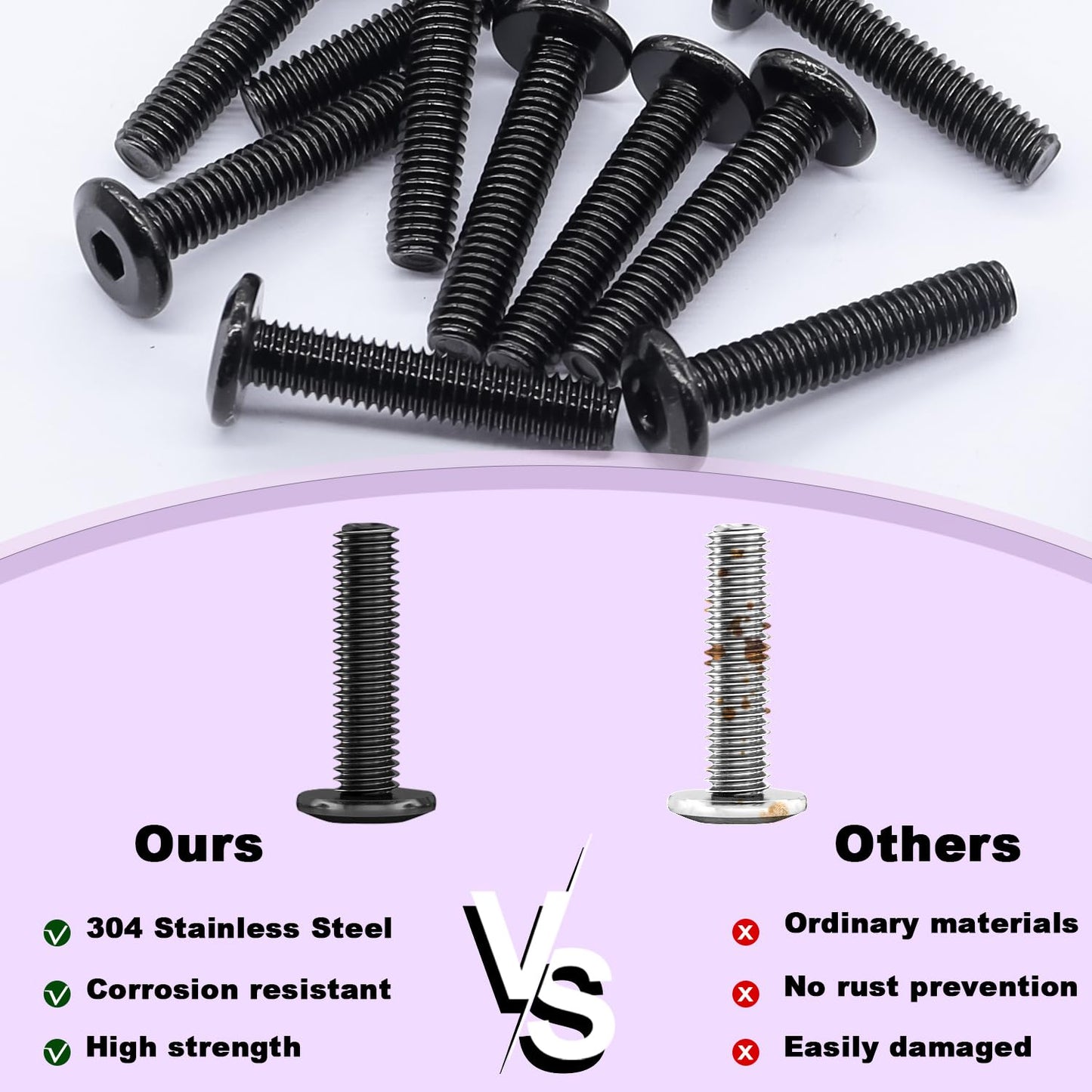 Taiss 25pcs 1/4-20 x 1-1/4" Flat Head Socket Head Screw,Furniture Bolts,Furniture Screws 304 Stainless Steel,1/4 Bolts Black Zinc Plated Fully Threaded,Countersunk Connector Screws with Hex Spanner