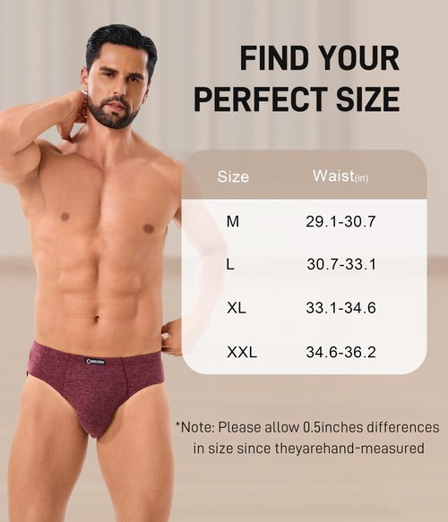 CAOZITOU Merino Wool Underwear Men, Breathable Wool Underwear for Men, Comfort Soft Wooly Moisture-Wicking Briefs 2 Pack