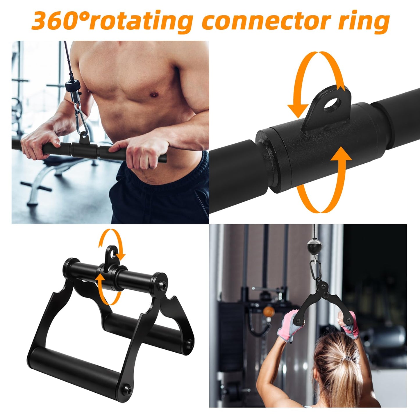 Topfinder Cable Machine Attachment Set for Gym,LAT Pulldown Attachment,Home Gym Accessories for Weight Machine (9PSC Set)