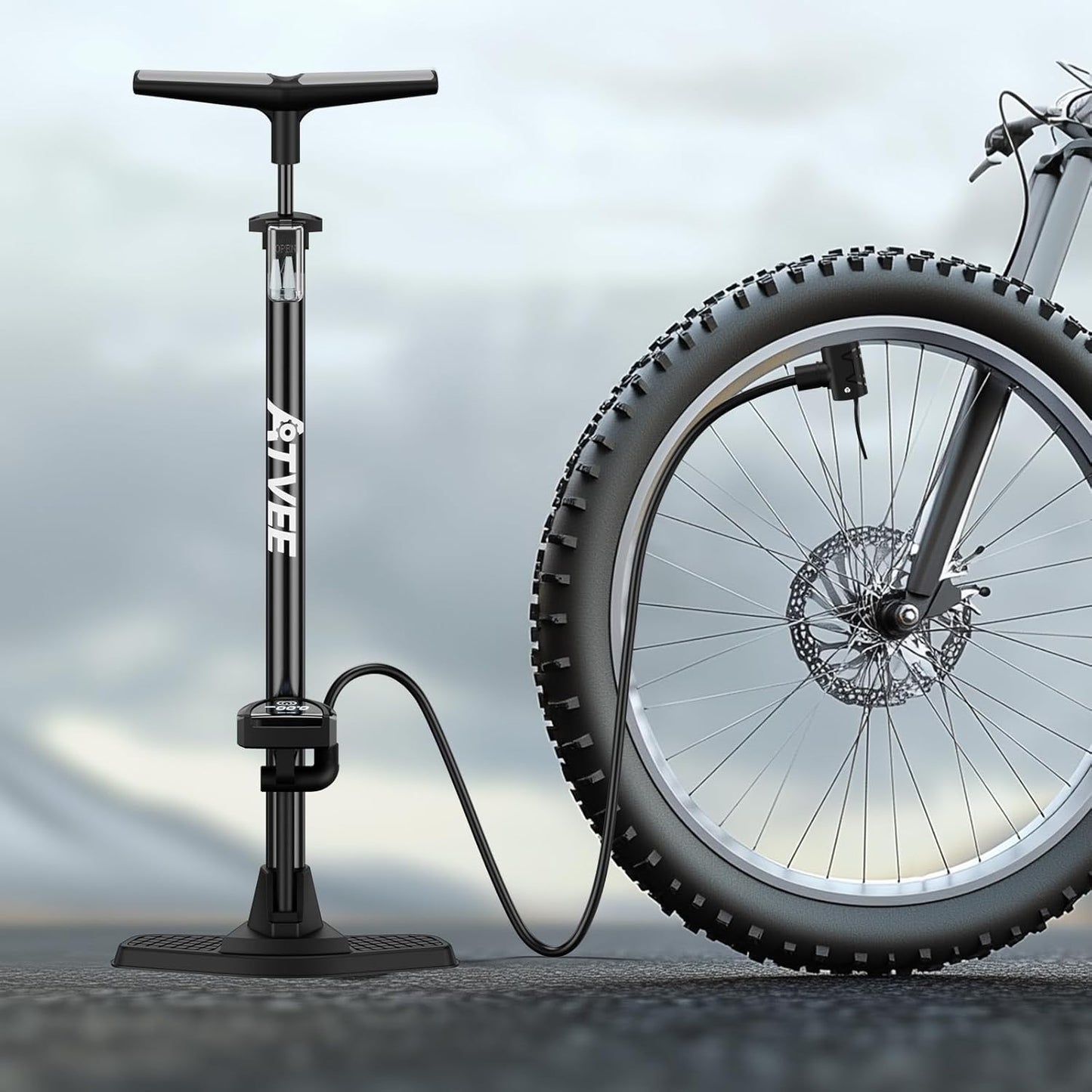 Skiennix Bike Pump - Full Size 25” High Pressure 160 PSI | Presta & Schrader Valve, Ideal for Tires & Balls