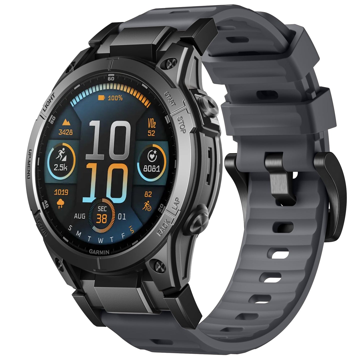 Bandletic Compatible with Garmin Instinct Watch Bands - Stainless Steel Silicone Rugged Strap Quick Fit 22mm Watch Band for Fenix E/8/7/6/5/Forerunner 965/955/945/935/745/Epix 2/Approach S70/S62/S60