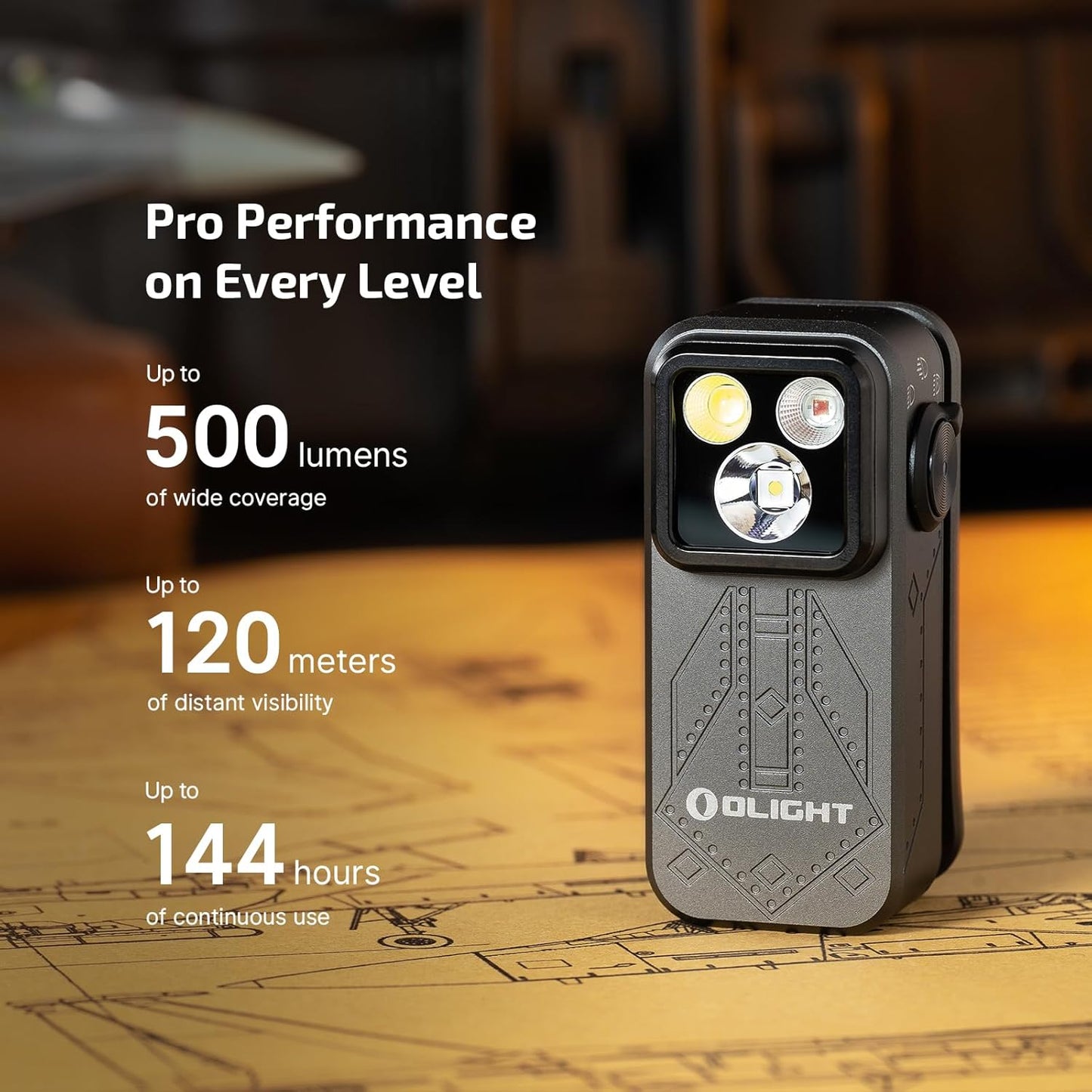 OLIGHT Oclip Pro Rechargeable EDC Flashlight - 500 Lumens, Magnetic Clip-On Light for Outdoor & Indoor Use