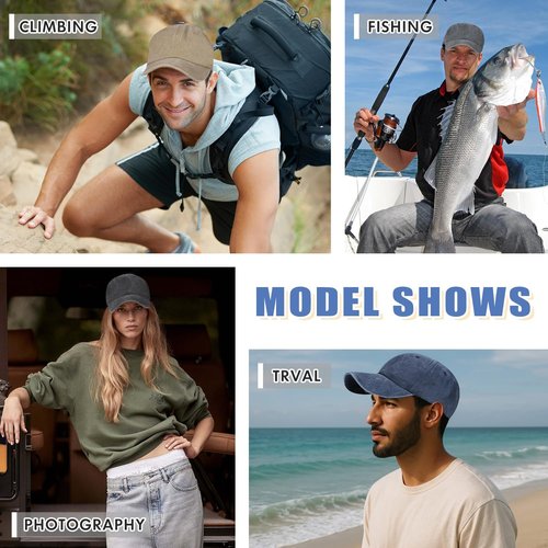 6Pack Unisex Vintage Washed Cotton Baseball Cap Soft Unconstructed Plain Blank Adjustable Size Dad Hat (US, Alpha, One Size, 6 Pcs-D)