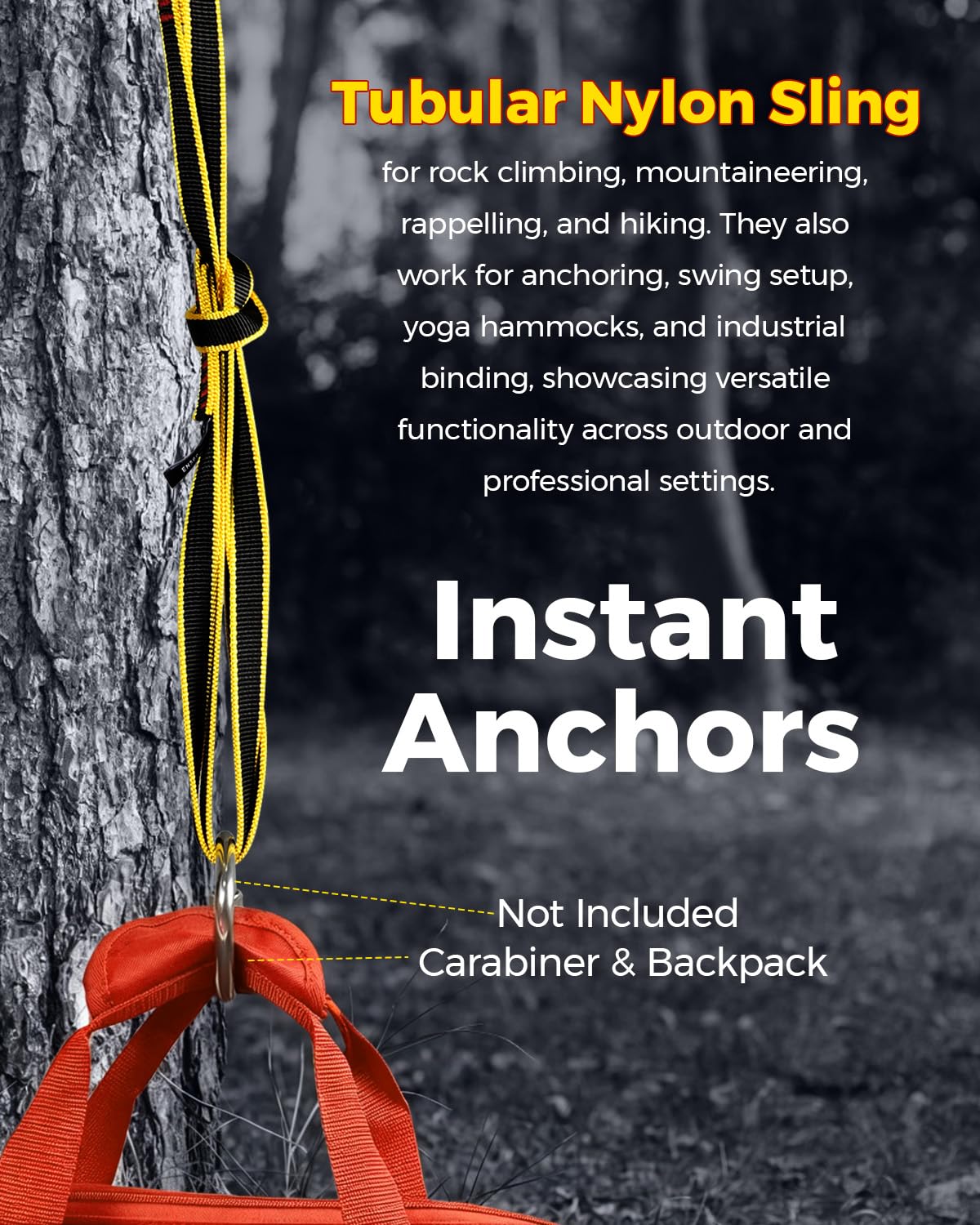KINGTLE 20MM Nylon Climbing Sling Runner 22kN CE1019/EN566 UIAA Certified,Rock Climbing Webbing Straps for Rock Climbing,Mountaineering, Rappelling,6PCS