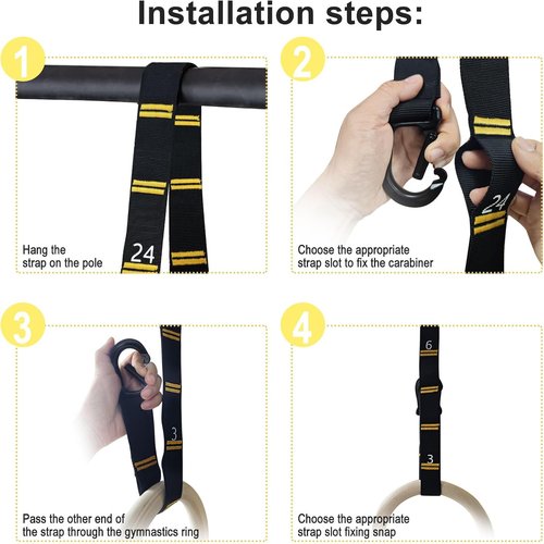 Adjustable Gymnastic Rings Straps by [Brand Name] - 8.2FT Long, 1000LBS Capacity | Perfect for Home Gym DIY