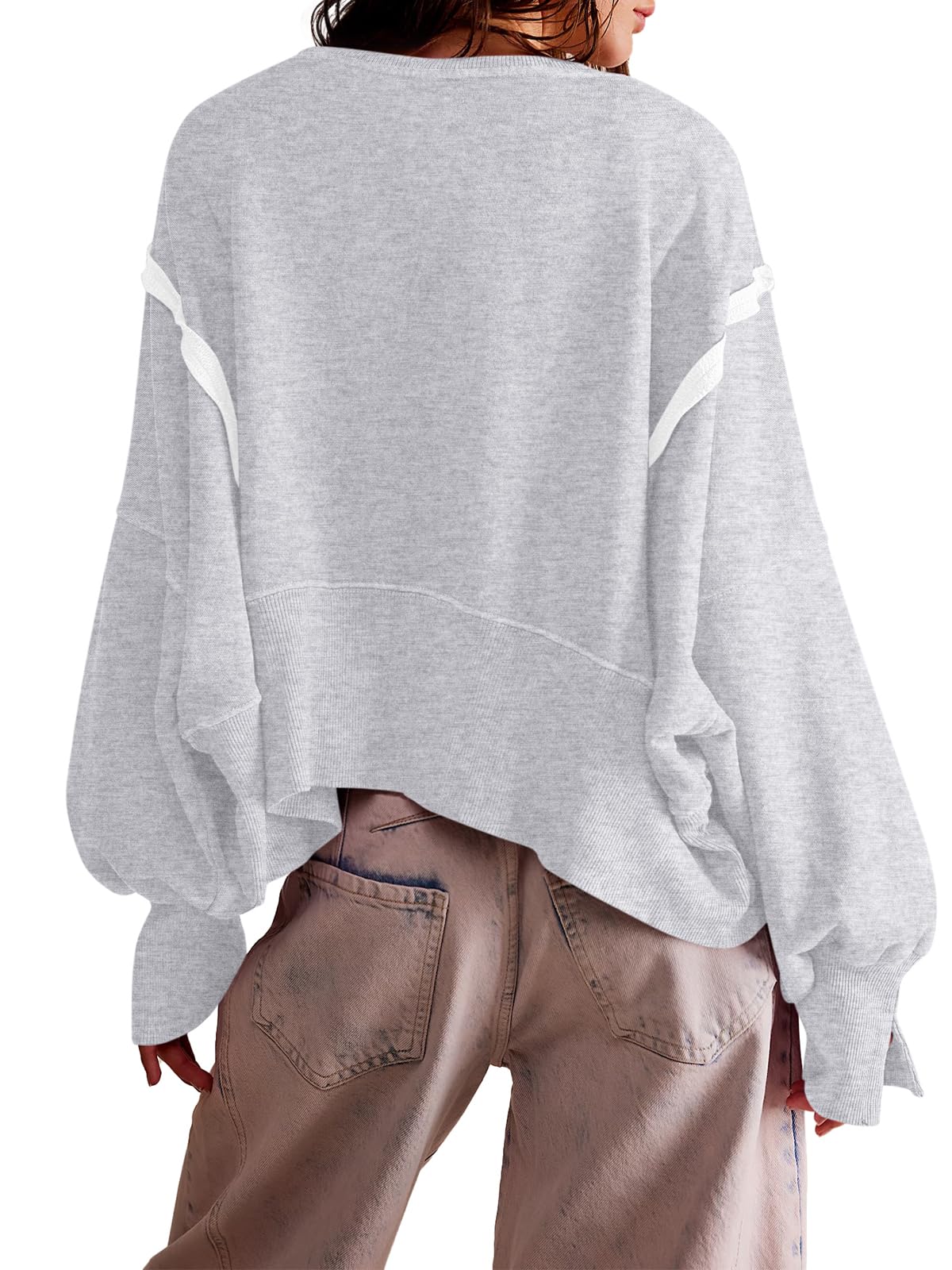Zwurew Womens Casual Sweatshirt Loose Tee Top Pullover Crop shirts