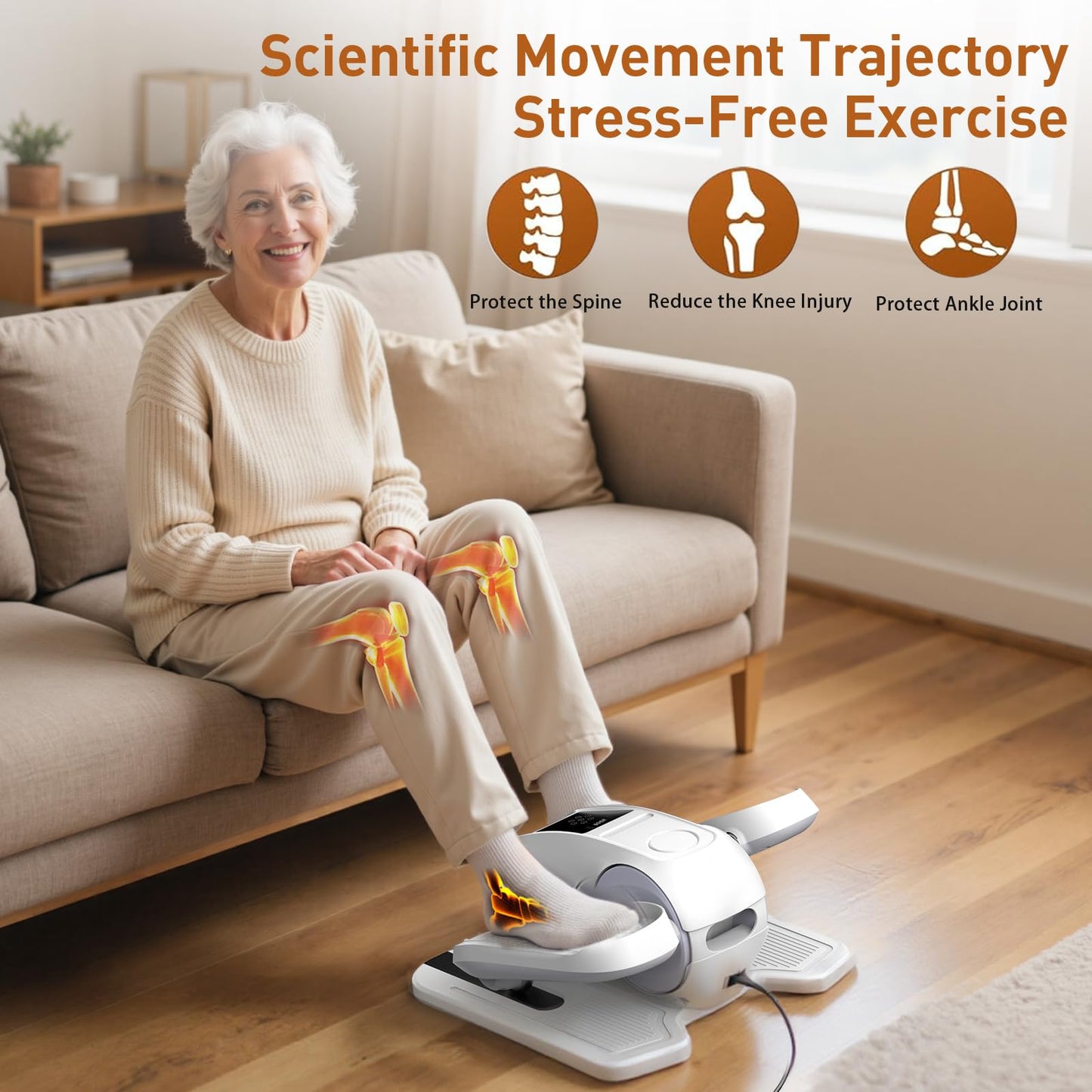 STYNGT Under Desk Elliptical Exercise Machine, Elliptical Leg Exerciser as Seen on TV, 12 Speeds Leg Exerciser While Sitting for Seniors, Electric Seated Foot Pedal Exerciser for Home Gift for Women
